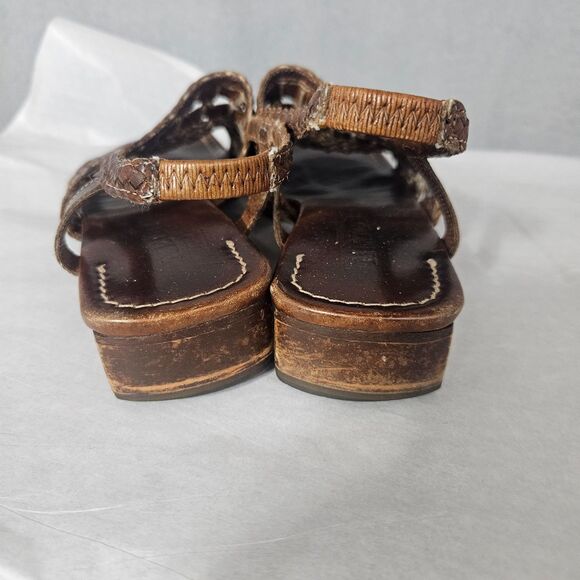 Sesto Meucci Italian Leather Woven Slingback Sandals Sz 7 Vacation Travel - Picture 5 of 6